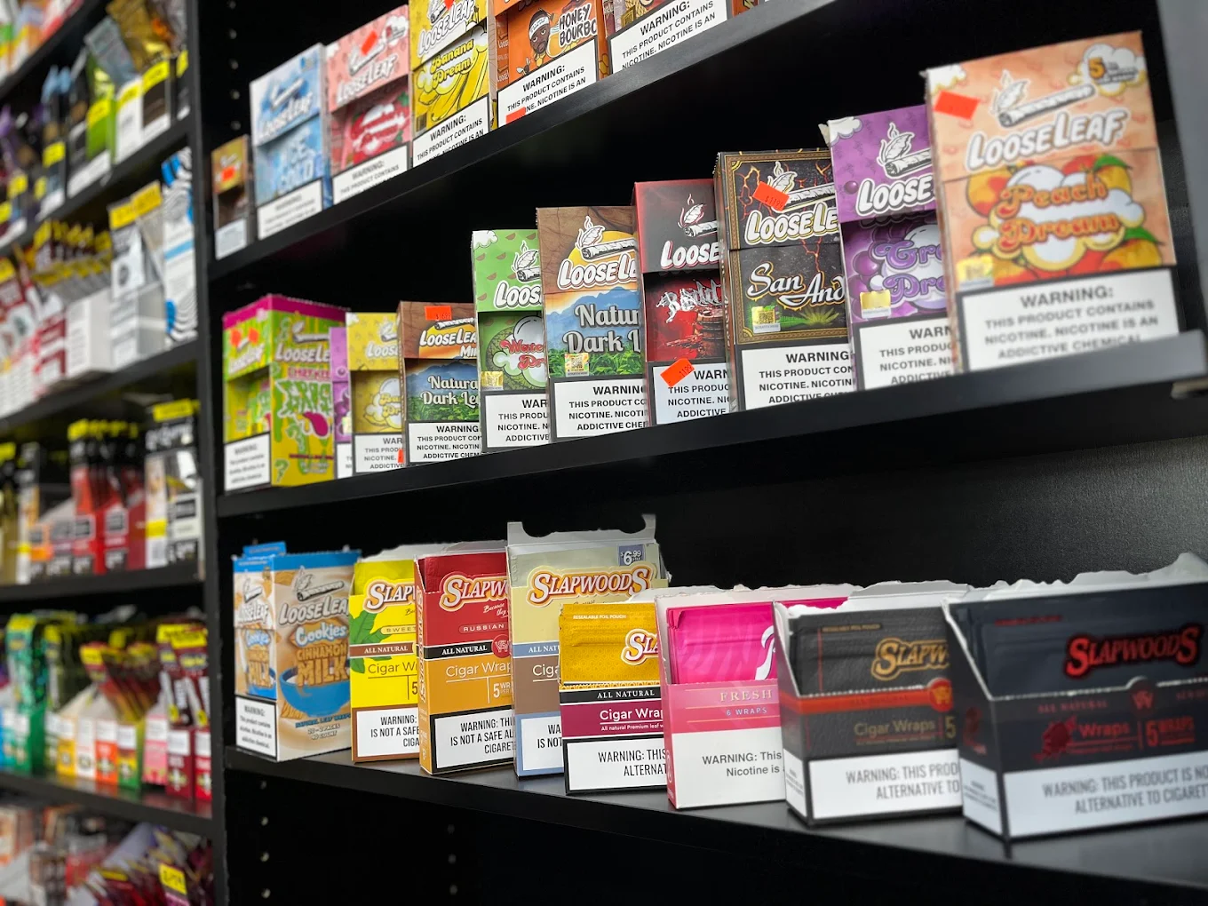 Delta 8 and hemp-derived products displayed in the smoke shop